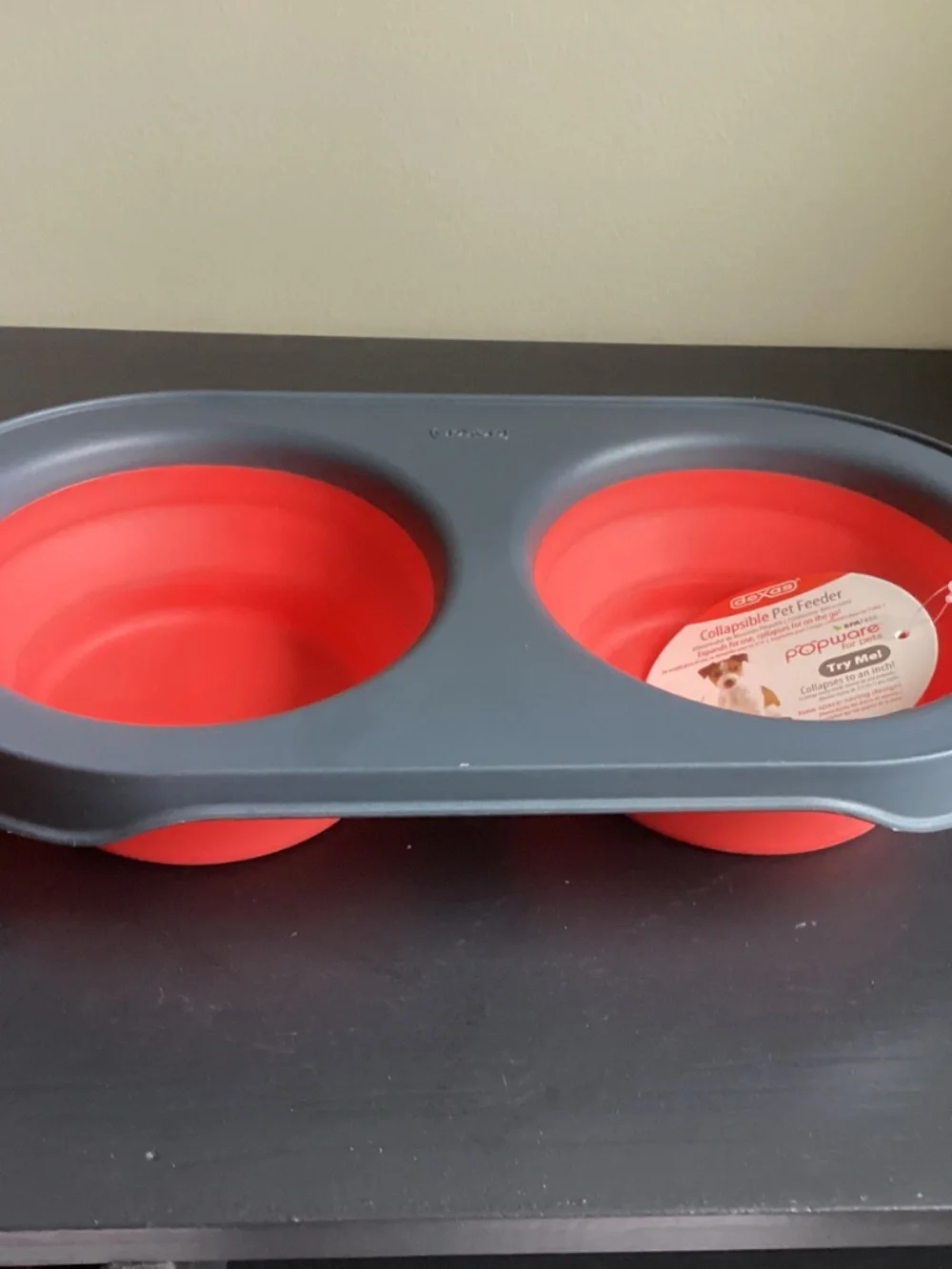 NWT Dexas Collapsible Double Silicone Pet Feeder 2.5 Cup or 20oz Brand New
